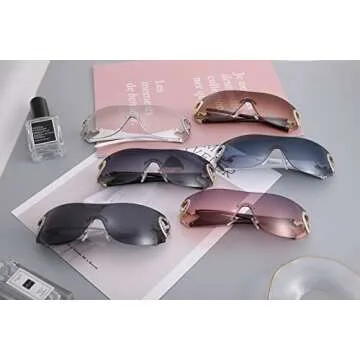Trendy Pro Acme Y2K Rimless Oversized Sunglasses