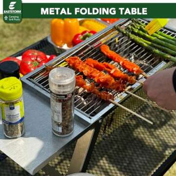 E EASTSTORM Small Folding Table, Easy for Storage, Compact and Portable Picnic Table for Grill, Outd...