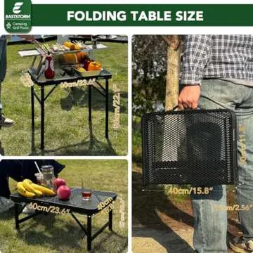 E EASTSTORM Small Folding Table, Easy for Storage, Compact and Portable Picnic Table for Grill, Outdoor Camping, Garden, Patio, Dining, BBQ, Party, Market, 2Ft (Small, Black)