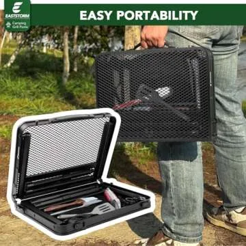 E EASTSTORM Small Folding Table, Easy for Storage, Compact and Portable Picnic Table for Grill, Outdoor Camping, Garden, Patio, Dining, BBQ, Party, Market, 2Ft (Small, Black)
