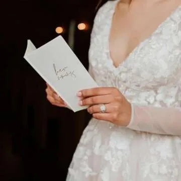 Pretty Robes Premium Leather Vow Books His and Hers Booklet - Wedding Stuff & Essentials for Bride and Groom - Ideal Gift, Must - Have Wedding Planning Books - Keepsafe Set of 2 (Brown/White)