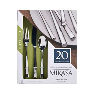 Mikasa, Addison Flatware Service for 4, 20 Piece Set, 18/0 Stainless Steel Silverware Set