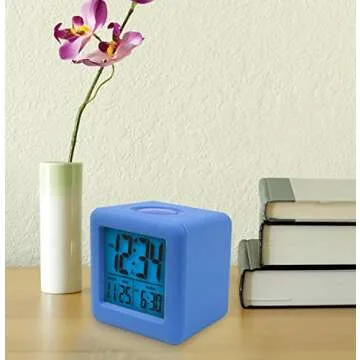 Equity La Crosse Soft Blue Cube LCD Alarm Clock