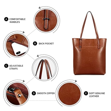 Kattee Vintage Genuine Leather Tote Handbag for Women