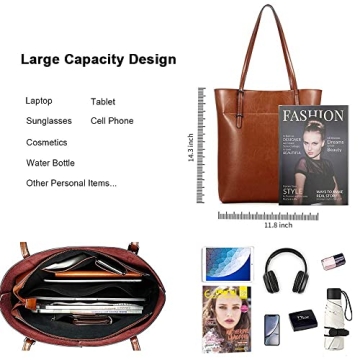 Kattee Vintage Genuine Leather Tote Handbag for Women