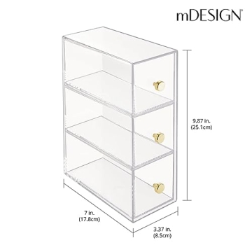 mDesign Kitchen Pantry Storage Organizer with 3 Drawers