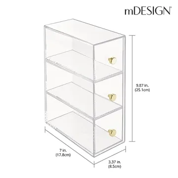 mDesign Kitchen Pantry Storage Organizer with 3 Drawers