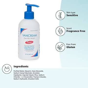 Vanicream Gentle Wash with Pump for Baby -Ideal for Normal to Sensitive/Dry Skin, Gluten and Sulfate Free, Dermatologist Tested, Transparent, Unscented, 8 Fl Oz