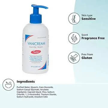 Vanicream Gentle Wash with Pump for Baby -Ideal for Normal to Sensitive/Dry Skin, Gluten and Sulfate Free, Dermatologist Tested, Transparent, Unscented, 8 Fl Oz