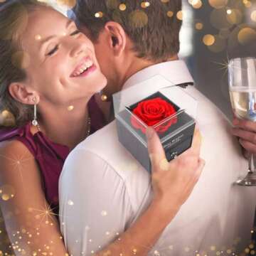 Mothers Day Mom Gifts for Mom from Daughter Son, Preserved Rose with I Love You Necklace, Eternal Flowers Rose Gifts for Mom Wife Girlfriend on Mothers Day Anniversary Birthday Gifts for Women (Red)