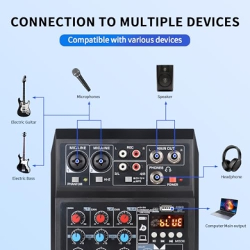 ALPOWL 4 Channel Bluetooth Audio Mixer for DJs