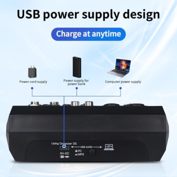 ALPOWL 4 Channel Bluetooth Audio Mixer for DJs