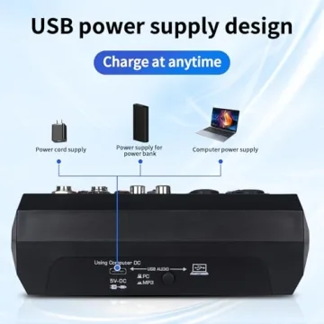 ALPOWL 4 Channel Bluetooth Audio Mixer for DJs