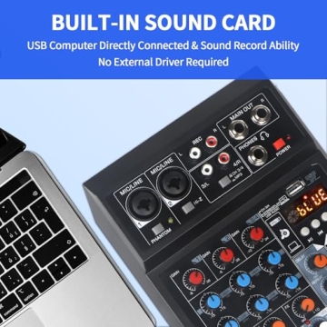 ALPOWL 4 Channel Bluetooth Audio Mixer for DJs