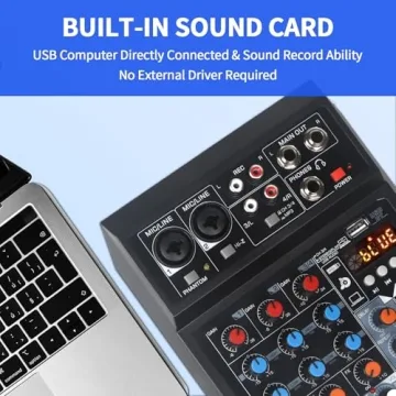 ALPOWL 4 Channel Bluetooth Audio Mixer for DJs