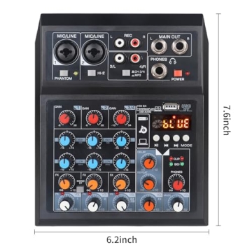 ALPOWL 4 Channel Bluetooth Audio Mixer for DJs
