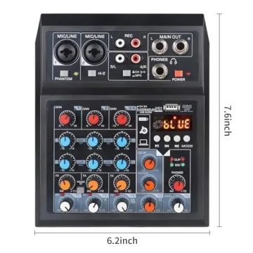 ALPOWL 4 Channel Bluetooth Audio Mixer for DJs