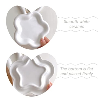 BETYMAO White Flower Ceramic Jewelry Dish Organizer Decor