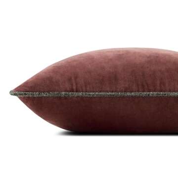 Loloi Liza Pillow, 18'' x 18'' Cover w/Down, Wine