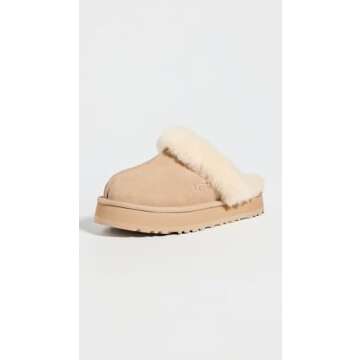 UGG Women's DISQUETTE Slipper - Luxurious Comfort in Sand (Size 7)