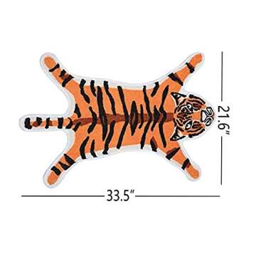 Tiger Printed Rug/Mat for Bathroom, Faux Tiger Non-Slip Door Mat Area Rug Absorbent Bathtub Rug for Small Home Decor Animal Printed Carpet Bathroom Plush Shower Rugs (Orange)