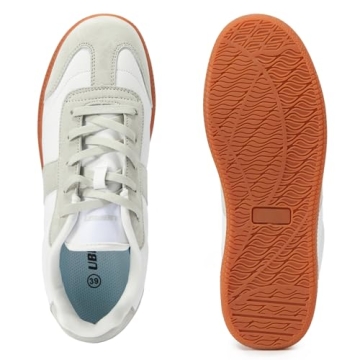 UBFEN Women's Retro Sneakers Stylish Comfortable White Grey