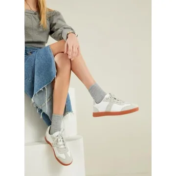 UBFEN Women's Retro Sneakers Stylish Comfortable White Grey