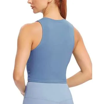 Natural Feelings Nudi Sports Bras for Women Removable Padded Yoga Tank Tops Sleeveless Fitness Workout Crop Tops Ink Blue