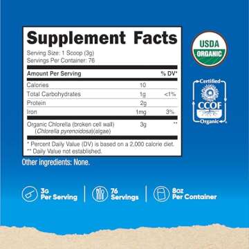 Nutricost Organic Chlorella Powder 8oz - 3000mg Per Serving - Non-GMO, Gluten Free