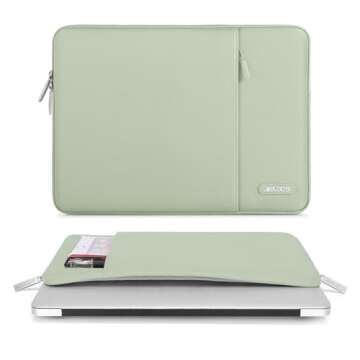 MOSISO Laptop Case 13 inch, 13 inch Laptop Sleeve Compatible with MacBook Air M3 M2 M1 2025-2018 / Pro M2 M1 2025-2016, Polyester Vertical Computer Sleeve Bag with Pocket, Sage Green