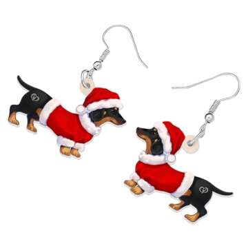 Bonsny Acrylic Drop Dangle Christmas Gifts Dog Puppy Doggy Earrings Ornaments Decorations Jewelry For Women Accessories (Dachshund)