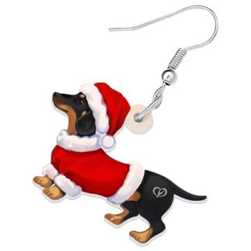 Bonsny Acrylic Drop Dangle Christmas Gifts Dog Puppy Doggy Earrings Ornaments Decorations Jewelry For Women Accessories (Dachshund)