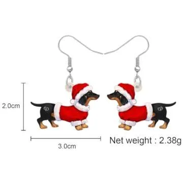 Bonsny Acrylic Drop Dangle Christmas Gifts Dog Puppy Doggy Earrings Ornaments Decorations Jewelry For Women Accessories (Dachshund)