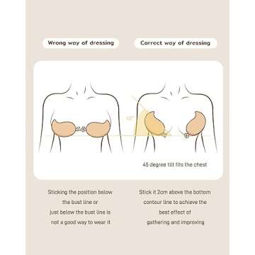 Niidor Sticky Bra, Breathable Strapless Bra Adhesive Push Up Backless Bras for Women（Nude-C）