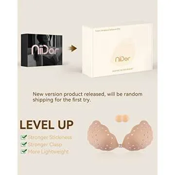 Niidor Sticky Bra, Breathable Strapless Bra Adhesive Push Up Backless Bras for Women（Nude-C）