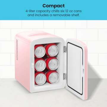 Chefman - Iceman Mini Portable Pink Personal Fridge Cools Or Heats & Provides Compact Storage For Skincare, Snacks, Or 6 12oz Cans W/ A Lightweight 4-liter Capacity To Take On The Go, Pink