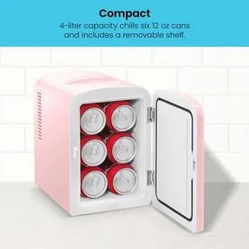 Chefman Portable Mini Fridge for Drinks & Snacks - Pink