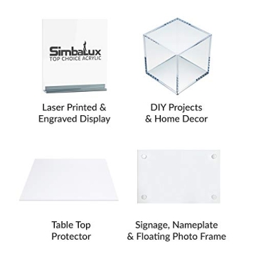 SimbaLux 12" Clear Acrylic Sheets for DIY Projects