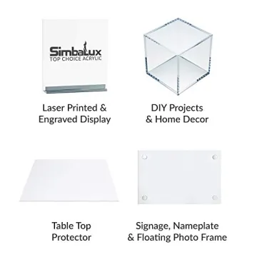 SimbaLux 12" Clear Acrylic Sheets for DIY Projects