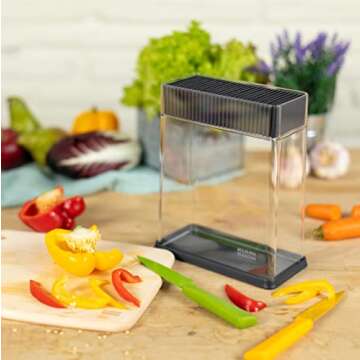 Kuhn Rikon Vision Transparent Storage Block for Knives and Scissors, 8.5 x 3 x 8.5 inches, Rectangular