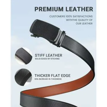 Adjustable Leather Ratchet Dress Belt for Men