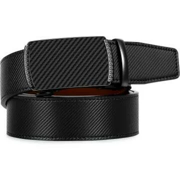 Adjustable Leather Ratchet Dress Belt for Men