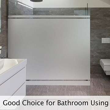 HIDBEA Frosted Window Privacy Film Heat Control UV Blocking, Static Cling Non-Adhesive Reusable Door coverings for Bathroom Home Office (Frosted, 35.4 Inch x 6.5 Feet)