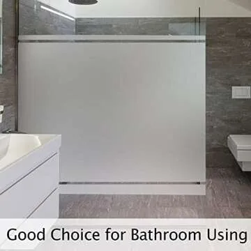 HIDBEA Frosted Window Privacy Film Heat Control UV Blocking, Static Cling Non-Adhesive Reusable Door coverings for Bathroom Home Office (Frosted, 35.4 Inch x 6.5 Feet)