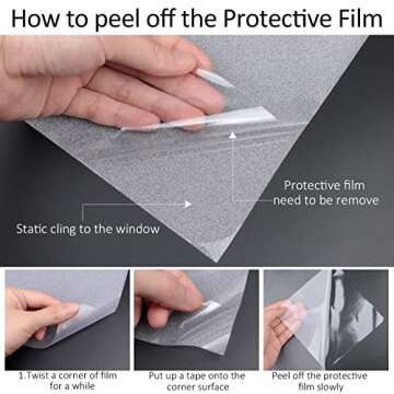 HIDBEA Frosted Window Privacy Film Heat Control UV Blocking, Static Cling Non-Adhesive Reusable Door coverings for Bathroom Home Office (Frosted, 35.4 Inch x 6.5 Feet)