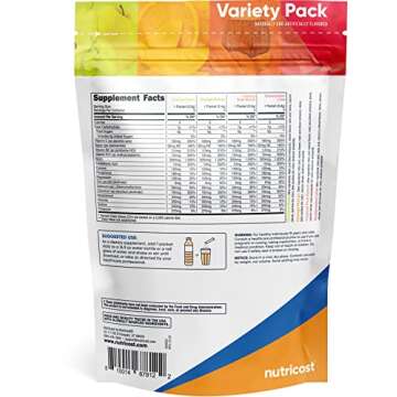 Nutricost Electrolytes Powder Hydration Packets (Variety Pack, 20 Servings) Low Calorie & Keto Friendly (Includes Watermelon Lime, Tropical Punch, Orchard Blast, Orange Mango) Sweetened with Stevia