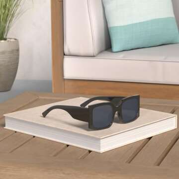 YAMEIZE Vintage Oversized Sunglasses for Women Men Trendy Square Frame UV400 Protection Sun Glasses (Beige + Black)