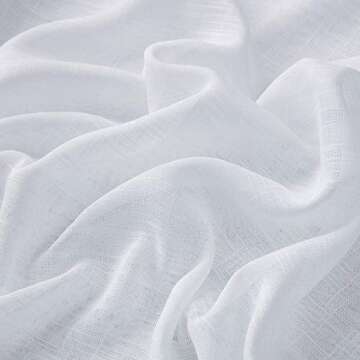 HLC.ME Abbey Faux Linen Textured Semi Sheer Privacy Light Filtering Transparent Thick Half Short Grommet Curtain Valance Topper for Small Windows, Kitchen & Bathroom (54 W x 18 L, White)