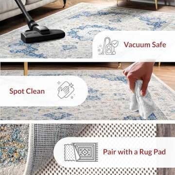 nuLOOM Paisley Verona Vintage Persian Area Rug, 8' x 10', Blue