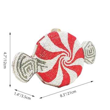 DEBIMY Candy Shape Clutch Purse Shining Crystal Evening Bags Luxury Rhinestone Handbags for Prom Cocktail Party Red